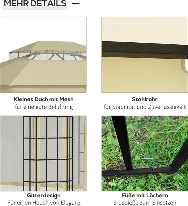 Produktbild Outsunny Pavillon mit Doppeldach (365 cm, 300 cm)