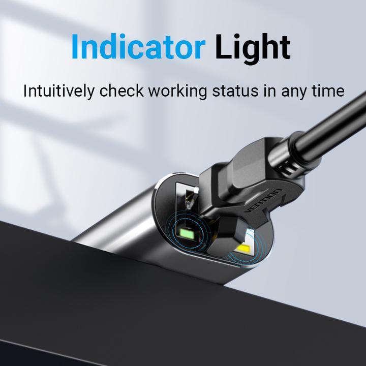 Immagine prodotto Vention Adattatore da USB-C a Gigabit Ethernet 0,15 m grigio in lega di alluminio Tipo (RJ45, USB-C, RJ45 Gigabit Ethernet (1x))