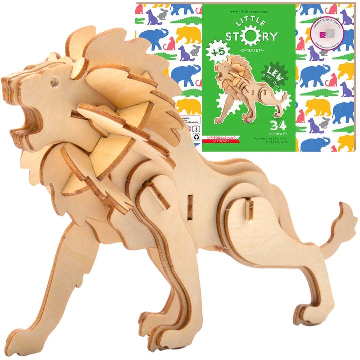 Image du produit Little Story Modèle de puzzle en bois 3D - Lion (34 pièces)