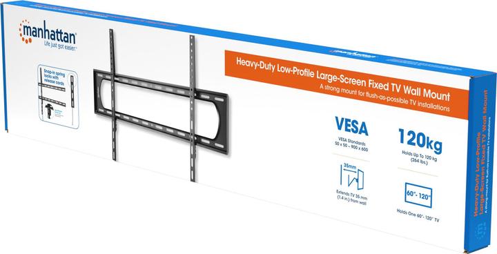 Actual product image Manhattan Ultra-flat TV wall bracket with particularly high load-bearing capacity for large screens, rigid (Wall, 120", 120 kg)