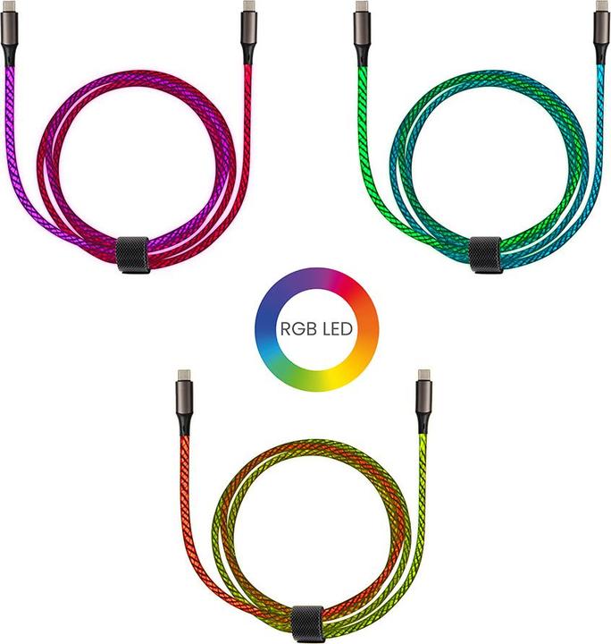 Actual product image Livoo USB C Type C RGB fast charging cable (1 m, 60 W)