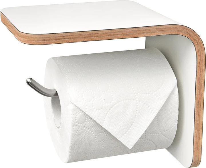 Actual product image Well Care Toilet roll holder wood white with shelf