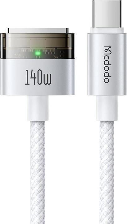 Mcdodo - Magnetic Cable (CA-2071) - USB-C to MagSafe 3, 140W, LED Indicator, 2m - White (2 m, 140 W)