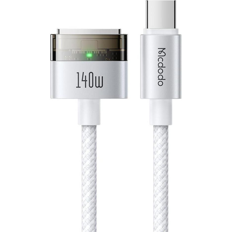 Mcdodo - Magnetic Cable (CA-2071) - USB-C to MagSafe 3, 140W, LED Indicator, 2m - White (2 m, 140 W), Cavo USB