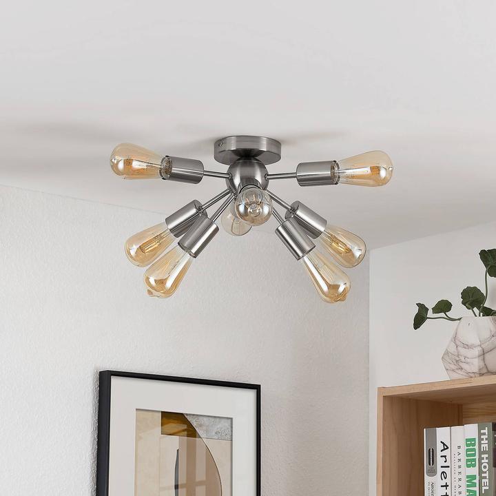 Produktbild Lindby Rayos Deckenleuchte, nickel satin (E27)