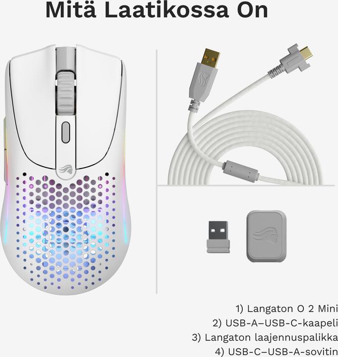Actual product image Glorious Model O 2 Mini Wireless Gaming Mouse, White (Matte) (Wireless)