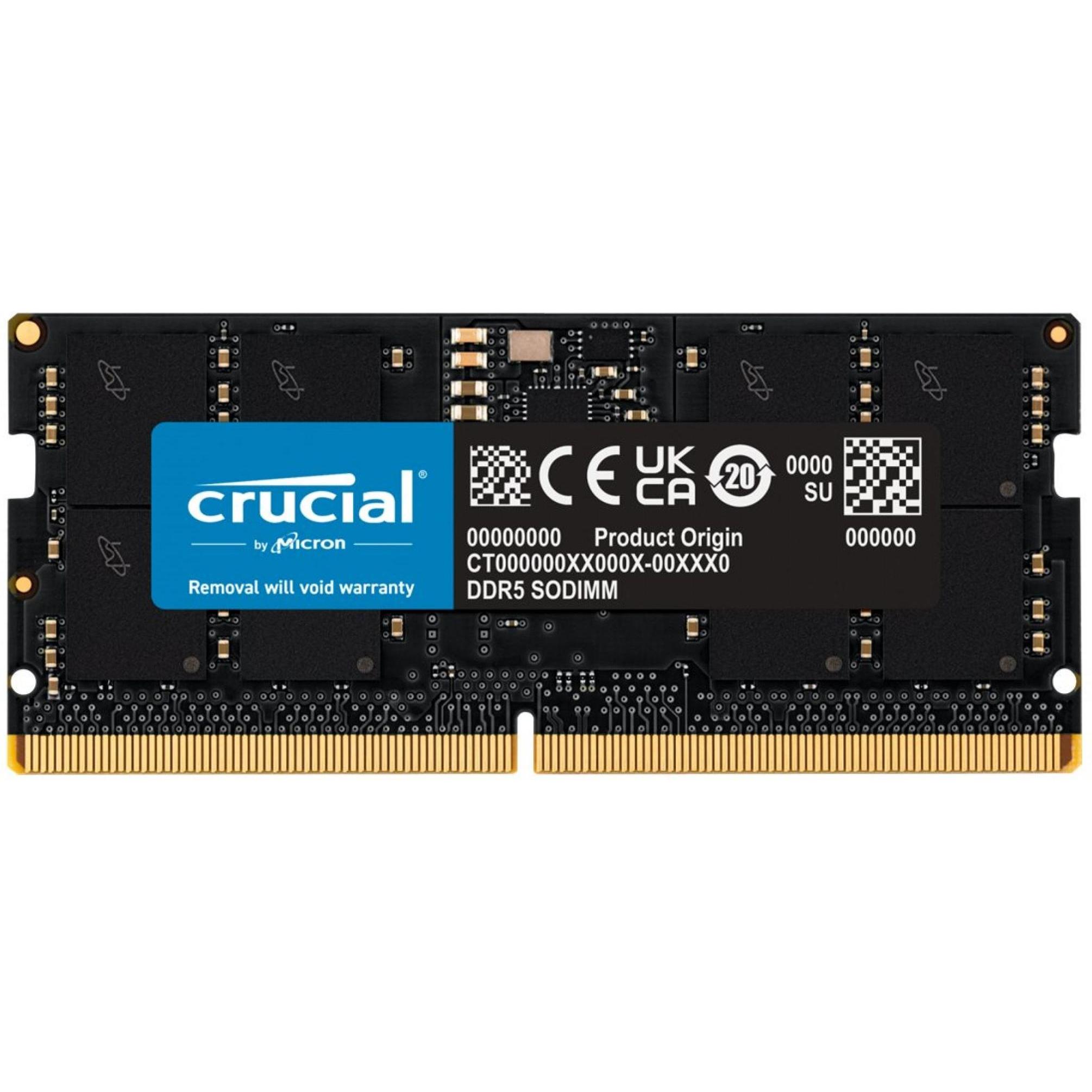 Crucial CT16G48C40S5 (1 x 16GB, 4800 MHz, DDR5-RAM, SO-DIMM), RAM, Schwarz