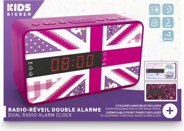 Productafbeelding Bigben Dual Radio Wekker RR16 - Meisjes (incl. 3 voorpanelen).