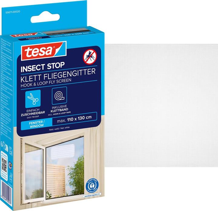 Actual product image tesa Insect screen STANDARD for windows, with Velcro tape, without drilling (110 x 130 cm)