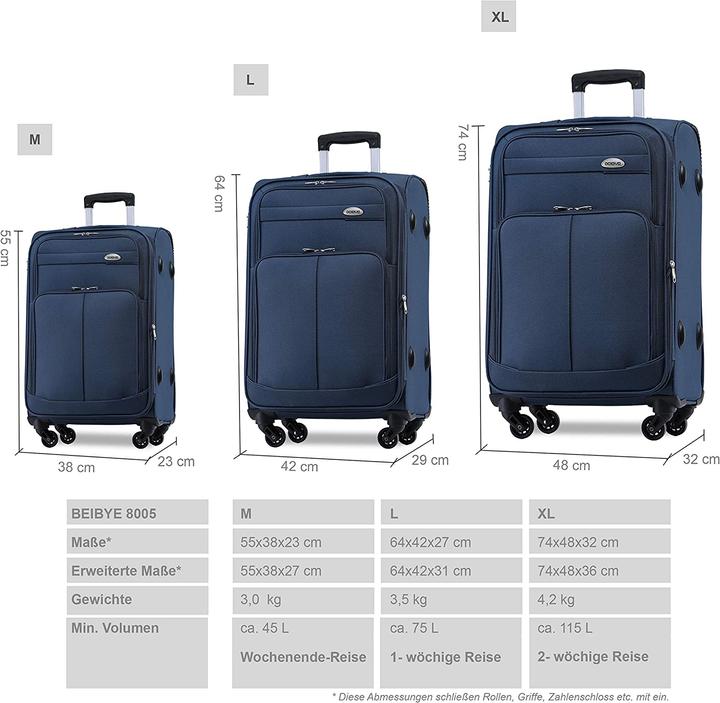 Actual product image Beibye Travel Case L-Medium Case-64cm, Blue (75 l)