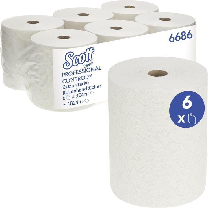 Scott EXTRA STRONG white roll of towels, 6 rolls of 304m each (6x)
