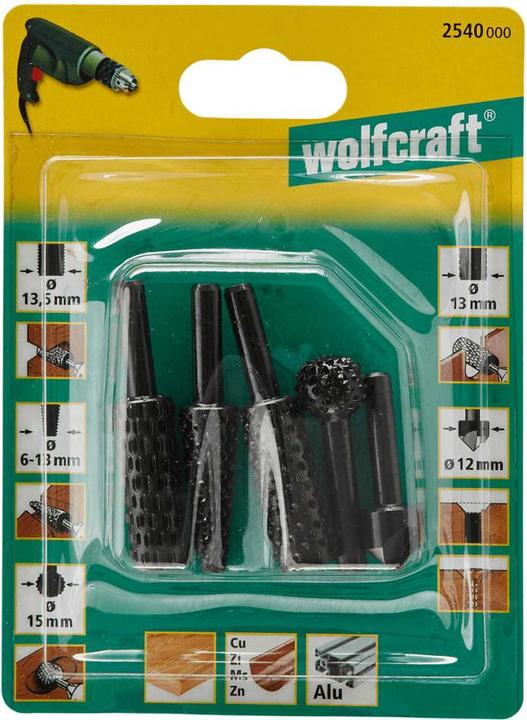 Produktbild wolfcraft 1 Raspel- u. Senker-Set 5-tlg.
