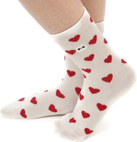 Actual product image Disney Baymax heart pattern socks with face embroidery - Socks (36 - 39)