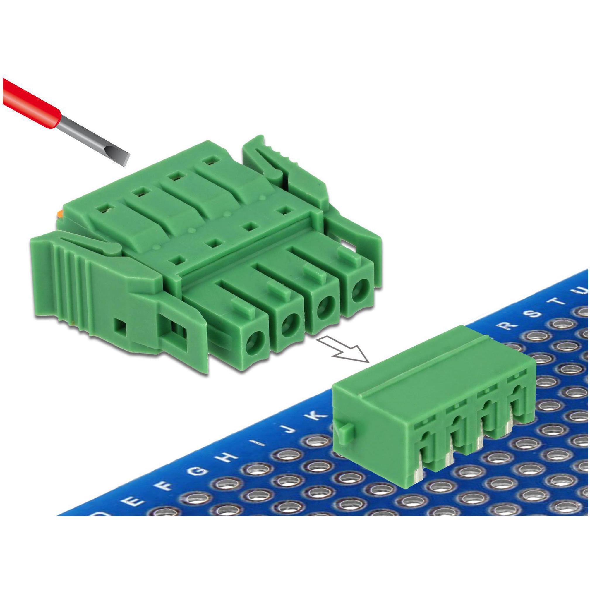 Thumbnail - Delock Terminalblock Raster horizontal, Elektronikkabel + Stecker, Grün