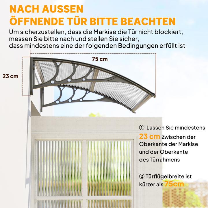 Image du produit Outsunny Vordach für Haustür Polycarbonat Silber