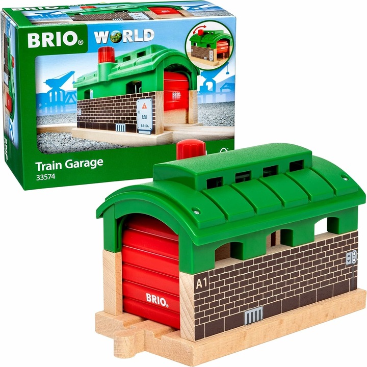 Actual product image Brio Locomotive shed with rolling gate