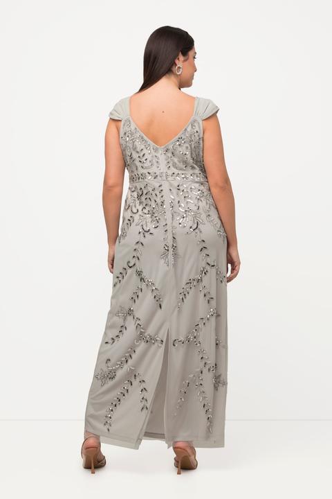 Produktbild Ulla Popken Trägerkleid, Pailletten, A-Linie, V-Ausschnitt, ärmellos (48)