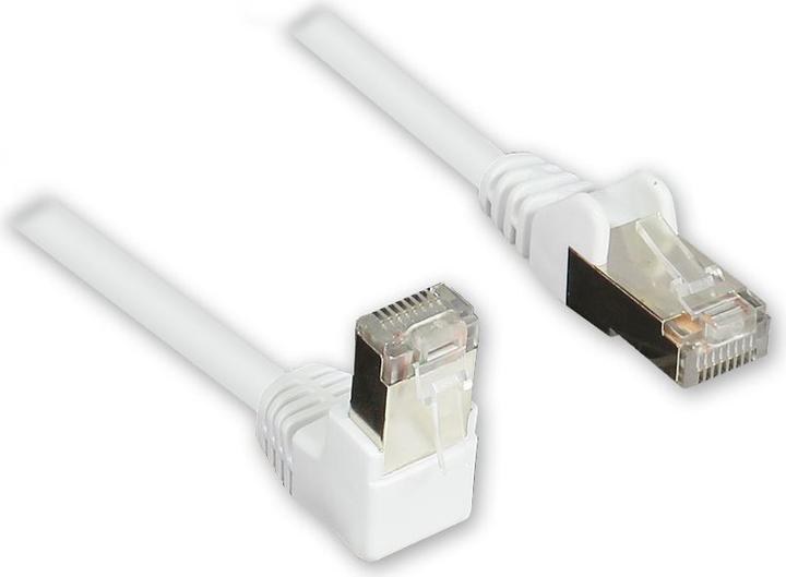 Produktbild Good Connections Patchkabel, Cat. 5e, F/UTP, 1x 90° RJ45 Stecker (Rastnase oben)/ 1x gerade, weiss, 5m, ® (U/UTP, CAT5e, 5 m)