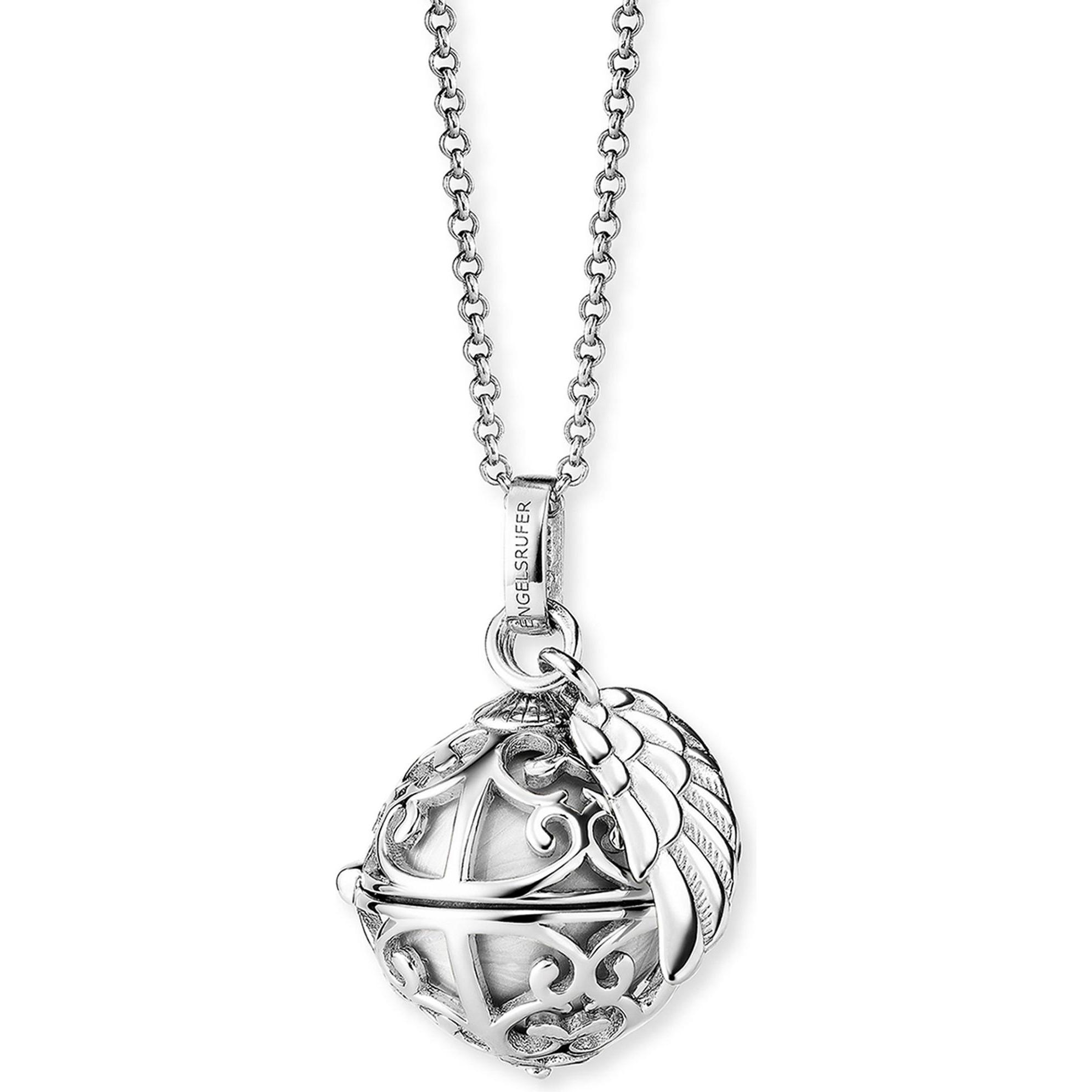 Engelsrufer, Halsschmuck, Engelrufer Collier Klangkugel mit FlÃ¼gel Silber, (Messing, 925er Silber, 45 - 50 cm)