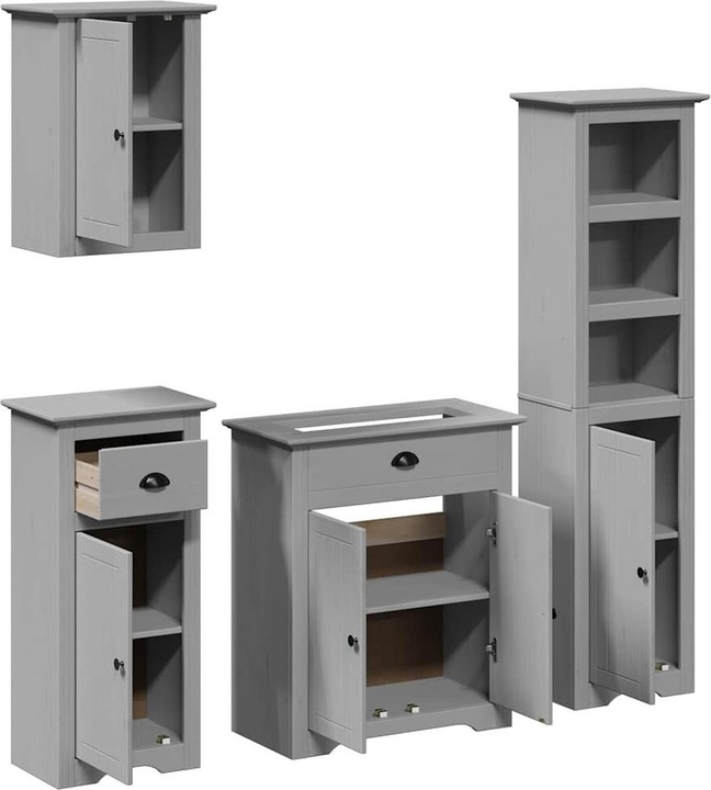 Produktbild VidaXL 4-tlg. Badmöbel-Set BODO Weiss Massivholz Kiefer
