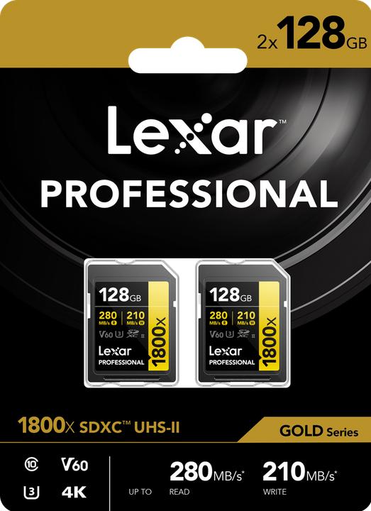 Immagine prodotto Lexar Professional 1800x (2 Pack) (128 GB, SDXC, U3, UHS-II)