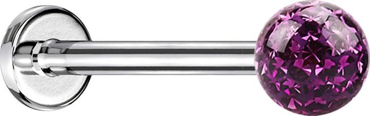 Immagine prodotto Star Piercing Micro Labret argento con sfera di cristallo viola e strato protettivo epossidico (senza ottone, Acciaio chirurgico 316L)