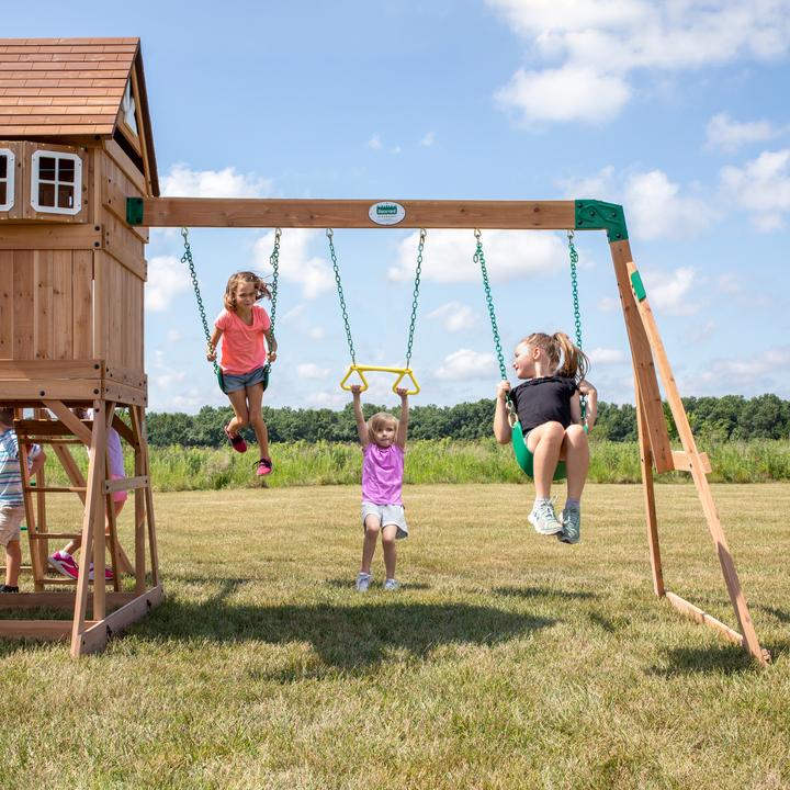 Actual product image Backyard Discovery Montpelier Play Tower with Swings, Slide and Climbing Frame