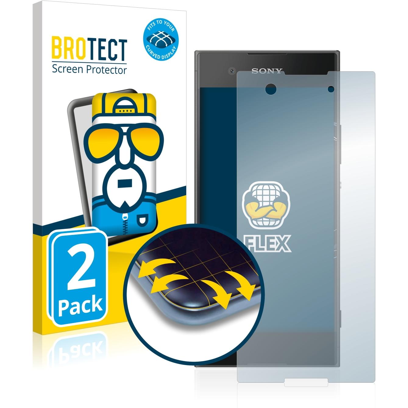 BROTECT Full-Cover Displayschutz (2 Stück, Sony Xperia XA1), Smartphone Schutzfolie, Transparent