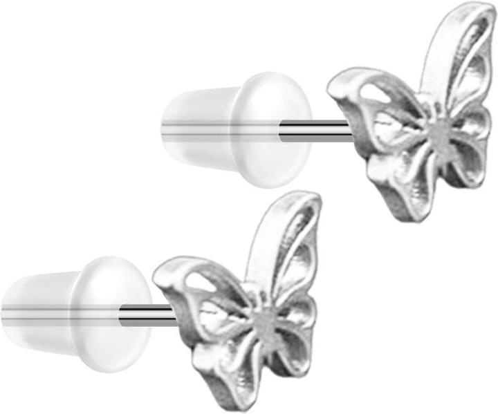 Actual product image Star Piercing Ohrstecker silber Schmetterling (without brass, Surgical steel 316L)