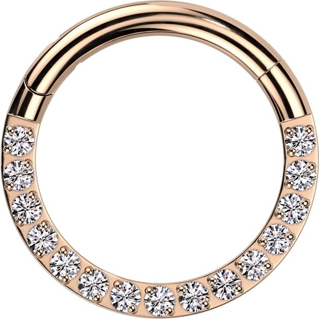 Image du produit Star Piercing Micro anneau segment pliable rose gold front cristals silver (Titane G23, sans laiton)