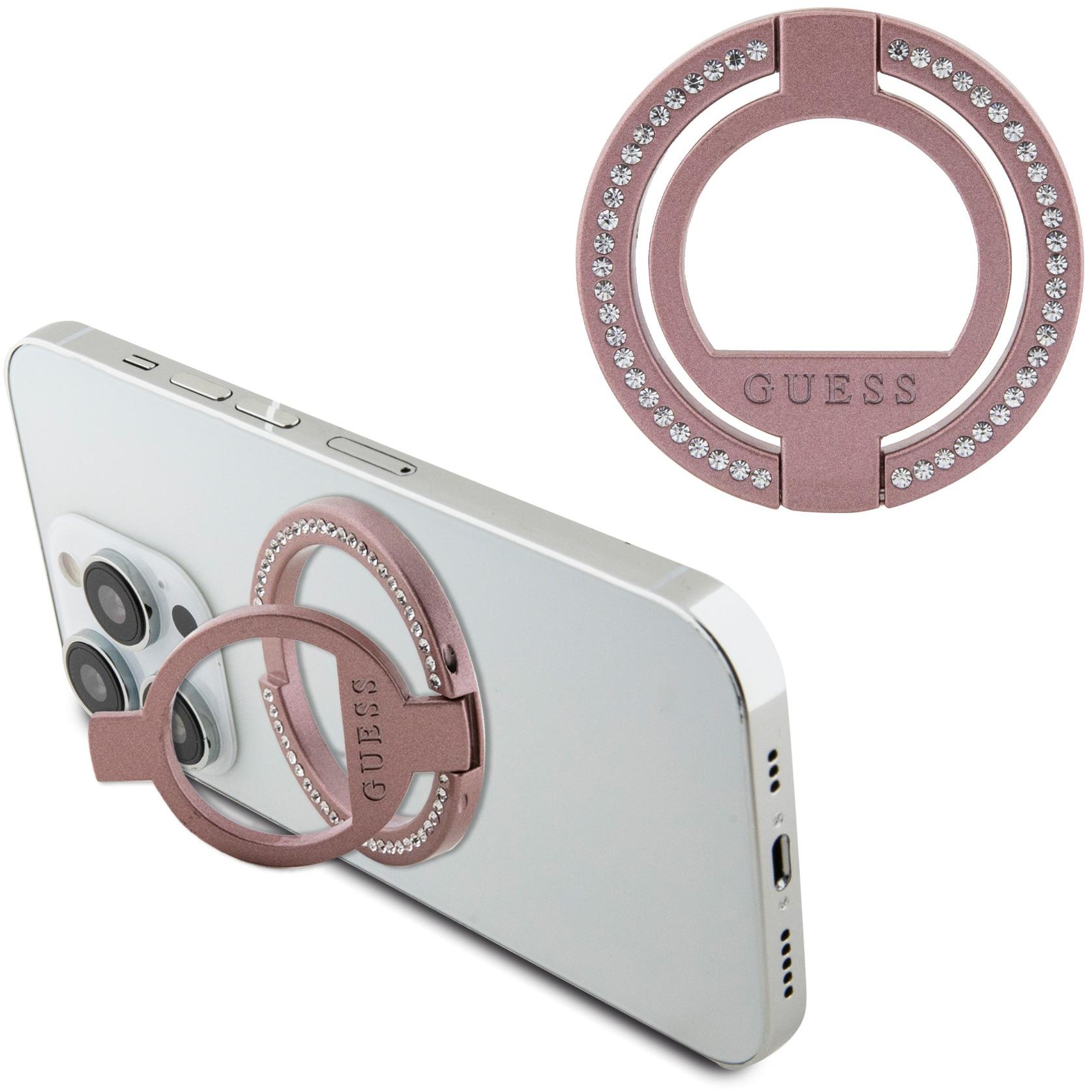 Guess Magsafe Ringstand with Rhinestones, Smartphone Halterung, Rosa