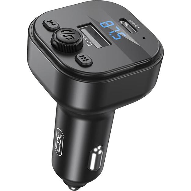 xO Bluetooth FM Transmitter and Car Charger BCC18, 1 x USB-A - 1 x USB-C, Black, Adattatore per auto, Nero