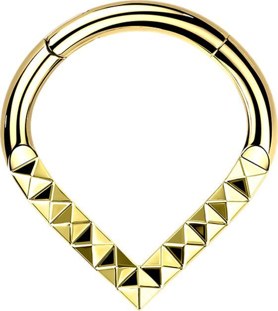 Actual product image Star Piercing Micro segment ring hinged angle gold-plated angle pattern (Titanium G23, without brass)
