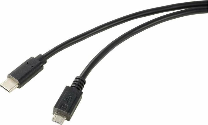 Actual product image Renkforce USB cable USB 2.0 USB-C® plug, USB-Micro-B plug 1.00 m Black R (1 m, USB 2.0, 15 W)