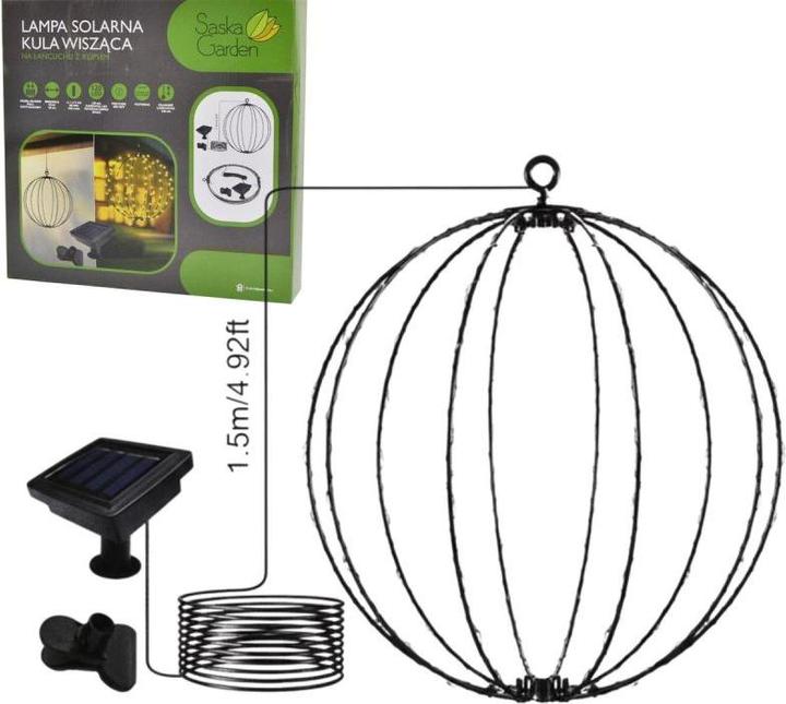 Actual product image Saska Garden Lampa Solarna Wisząca Kula 30cm 120 LED Ciepły Biały (IP44)