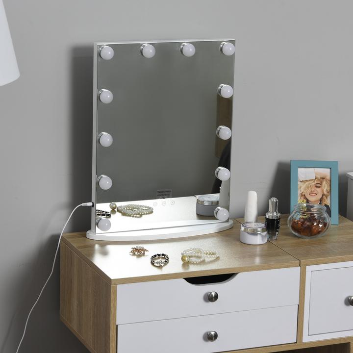 Actual product image Homcom Make-up mirror with 12 LED lights (51 x 41.5 x 13.5 cm)