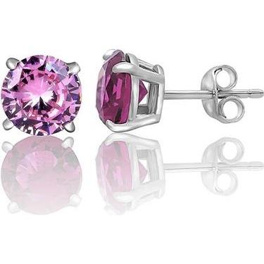 Moiss, Ohrringe, Popular stud earrings with pink zirconia E0001160 - Diameter: 0.7 cm