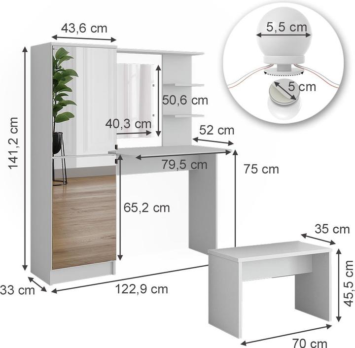Produktbild Vicco Jasmin (123 x 33 x 141.5 cm)