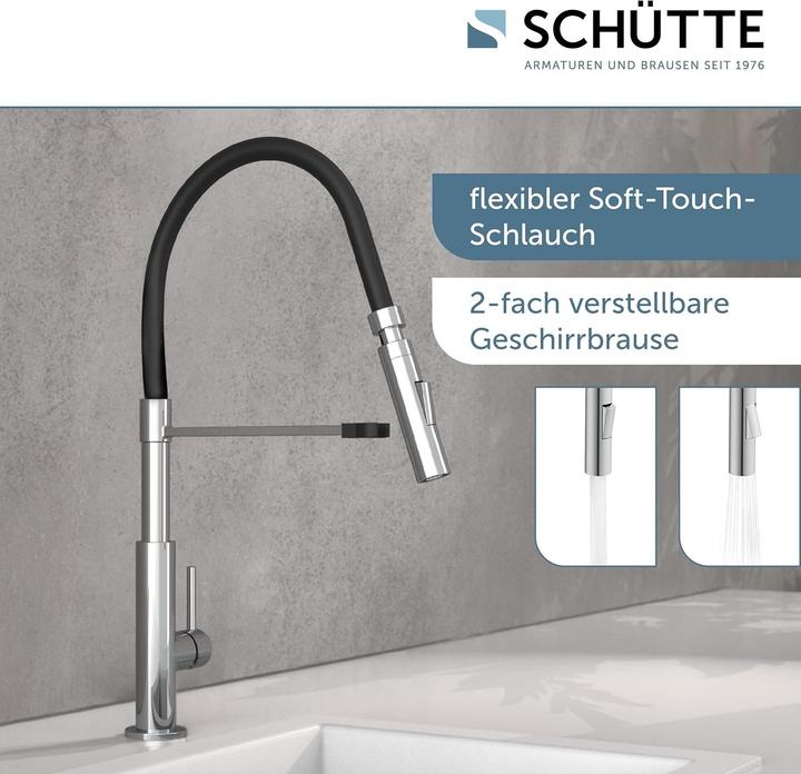 Produktbild Schütte Wasserhahn Küche STILO Spültischarmatur Chrom Schwarz Chrom Rot Schwenkbar 79180