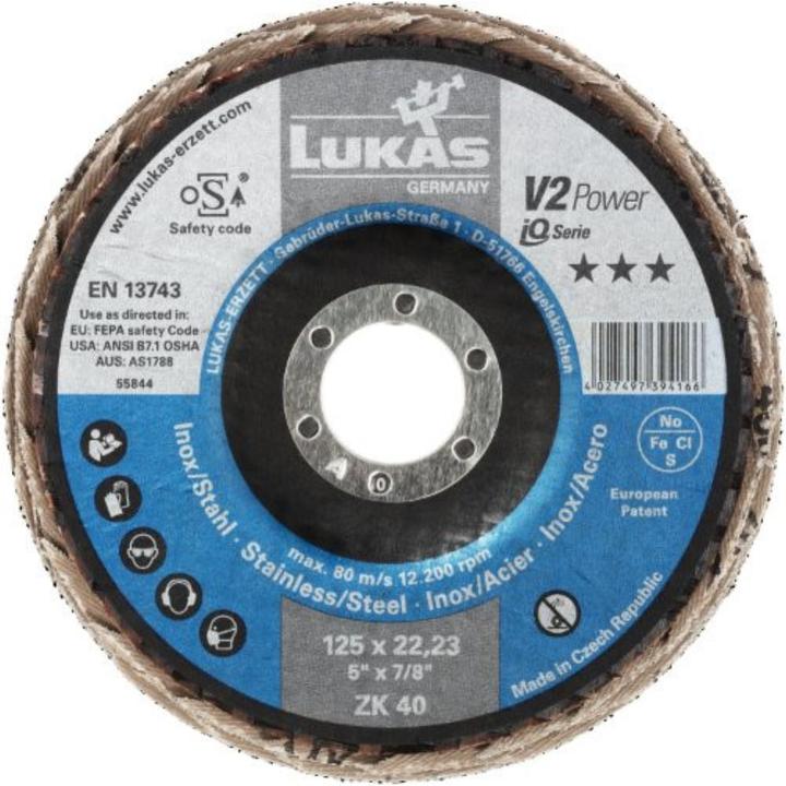Produktbild Lukas Fächerschleifscheibe V2 POWER universal Ø 125 mm Zirkonkorund Korn 40 schräg (40)