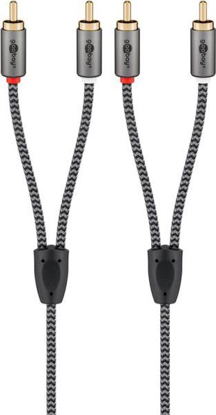 Actual product image Goobay Stereo RCA cable, 2 m, Sharkskin Grey (2 m, Cinch)