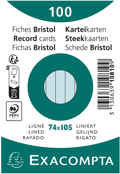 Energy Label Exacompta Index cards (74 x 105 mm, 205 g/m², 100 x)