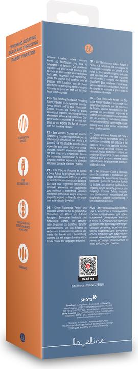 Actual product image Loveline Warming Rotating Beads and Thrusting Rabbit Vibrator - Blue Nova