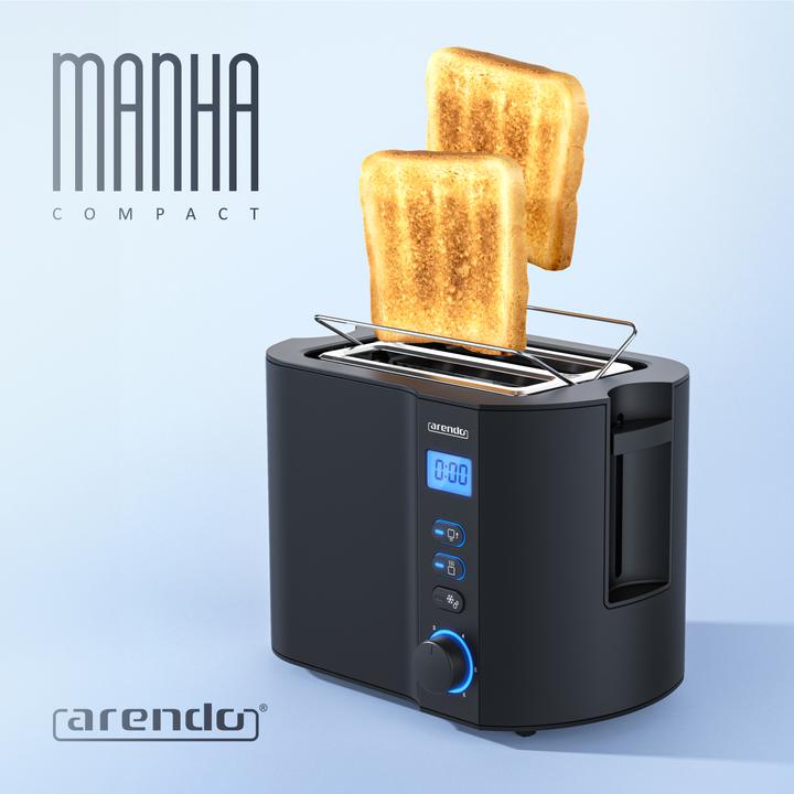 Actual product image Arendo Toaster stainless steel 2 slices short slot, double wall, bread roll attachment, display with