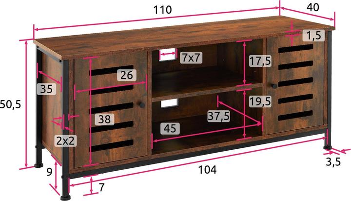 Actual product image tectake Carlow (110 x 41.50 x 50.50 cm)