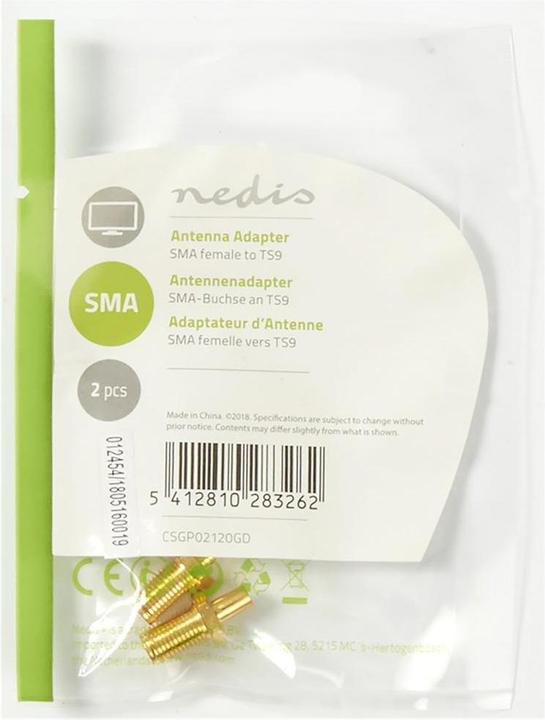 Produktbild Nedis Adapter, TS9 SMA-Buchse, Packung à 2 Stück (8 cm)