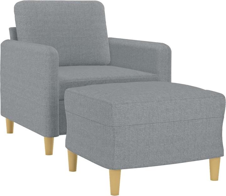 Produktbild vidaXL Sessel mit Hocker Hellgrau 60 cm Stoff,Farbe