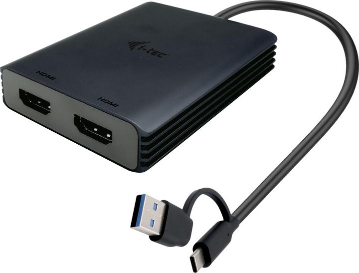 i-tec Adattatore video HDMI USB-A/USB-C doppio 4K Adattatore video HDMI 2x 4K con chip DisplayLink 6950 (USB-C, USB-A, 27 cm)