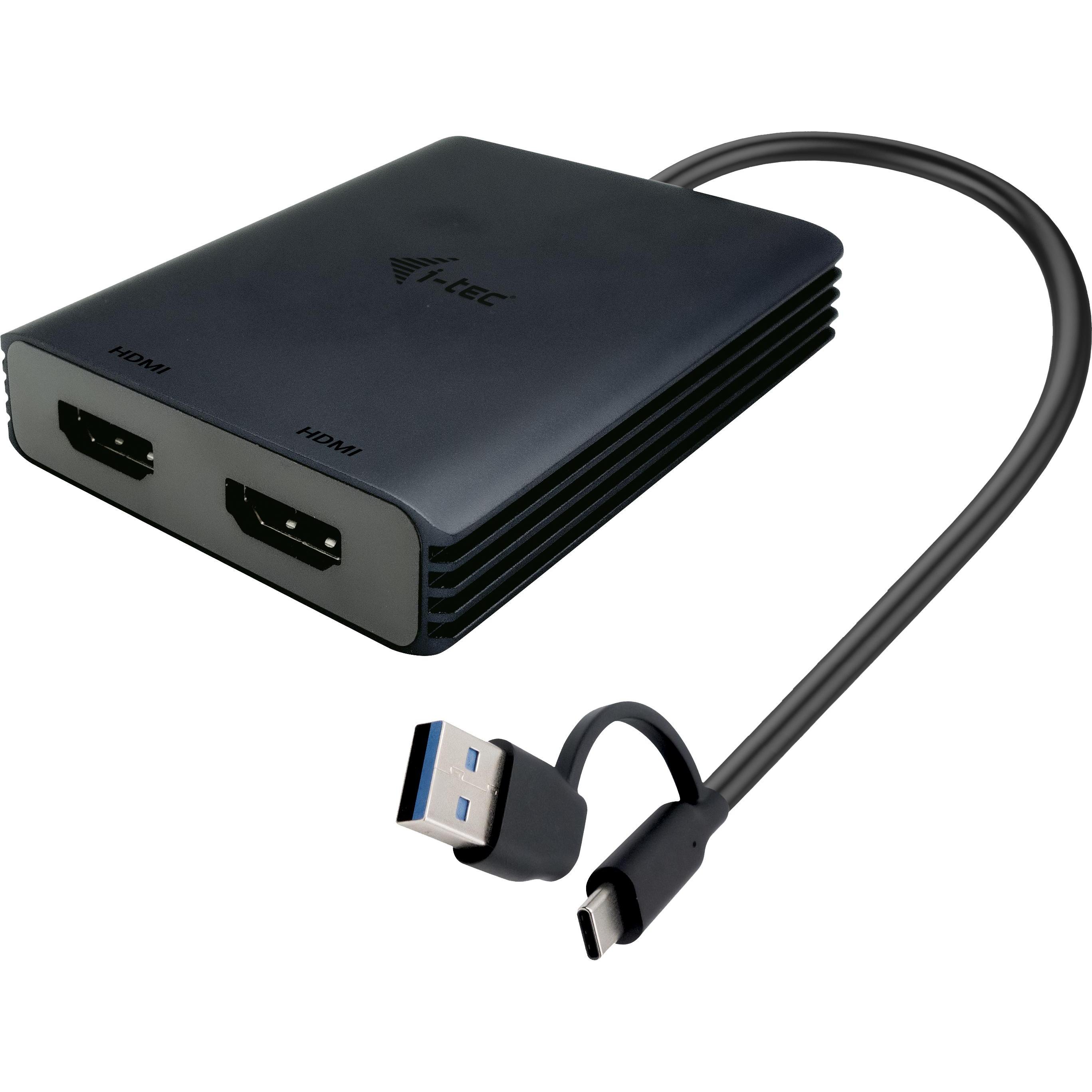 i-tec USB-A/USB-C Dual 4K HDMI Video Adapter 2x 4K HDMI Display Adapter mit DisplayLink Chip 6950 (USB-A, USB Typ-C, 27 ...