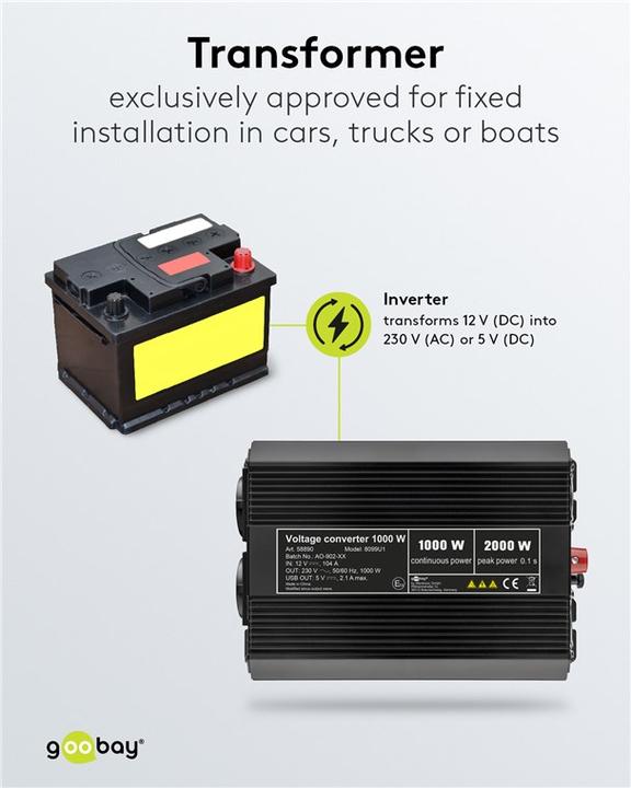 Actual product image Goobay Voltage Transformer 1000 W, Black